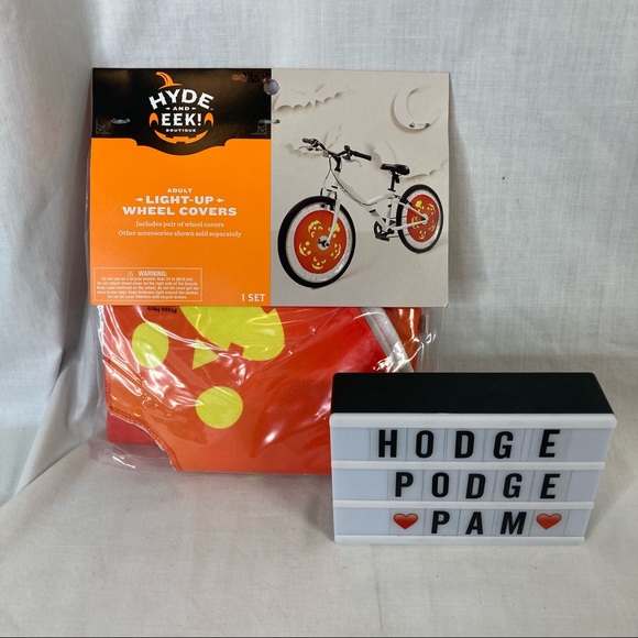 Light Up Pumpkin Bicycle Wheel Cover Set Halloween Lights Jack O Lantern Parade - Picture 8 of 9